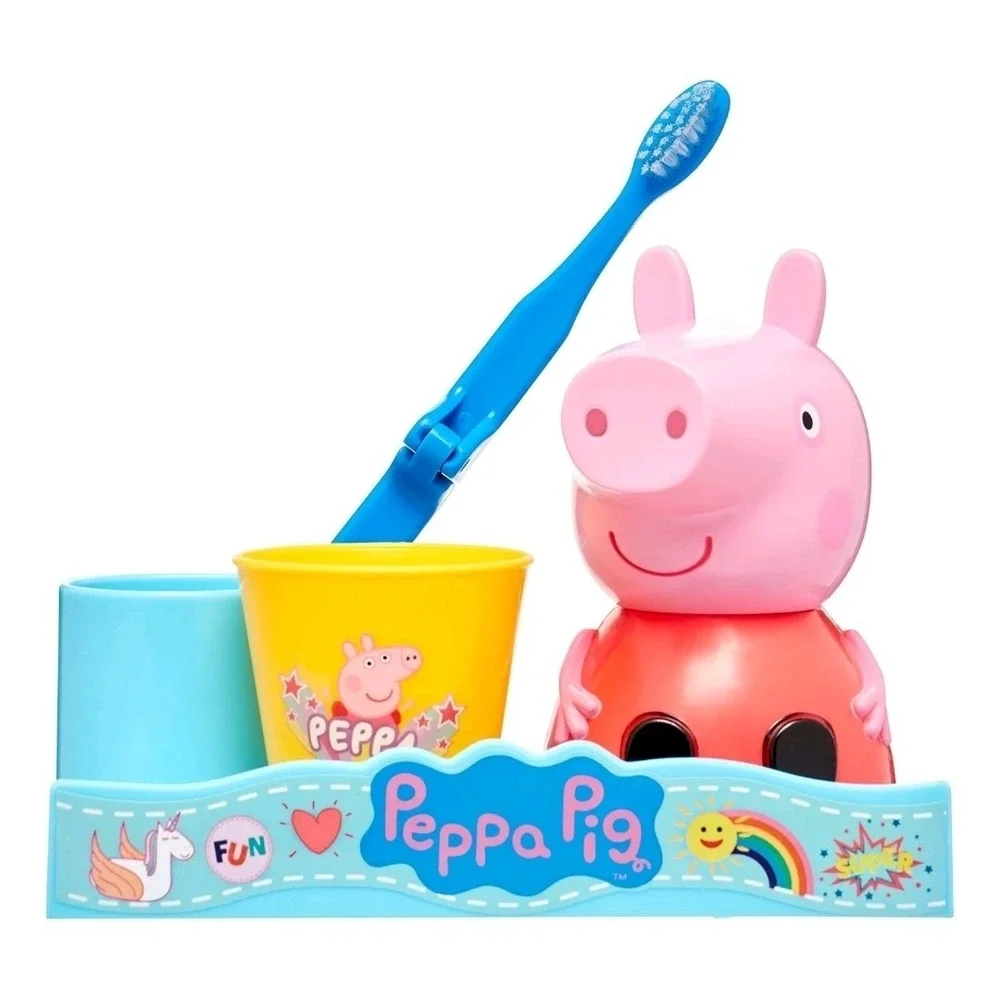 Hasbro Peppa Pig Great Smile Set Toothbrush Holder And Rinse Cup 3 Piece Set NEW